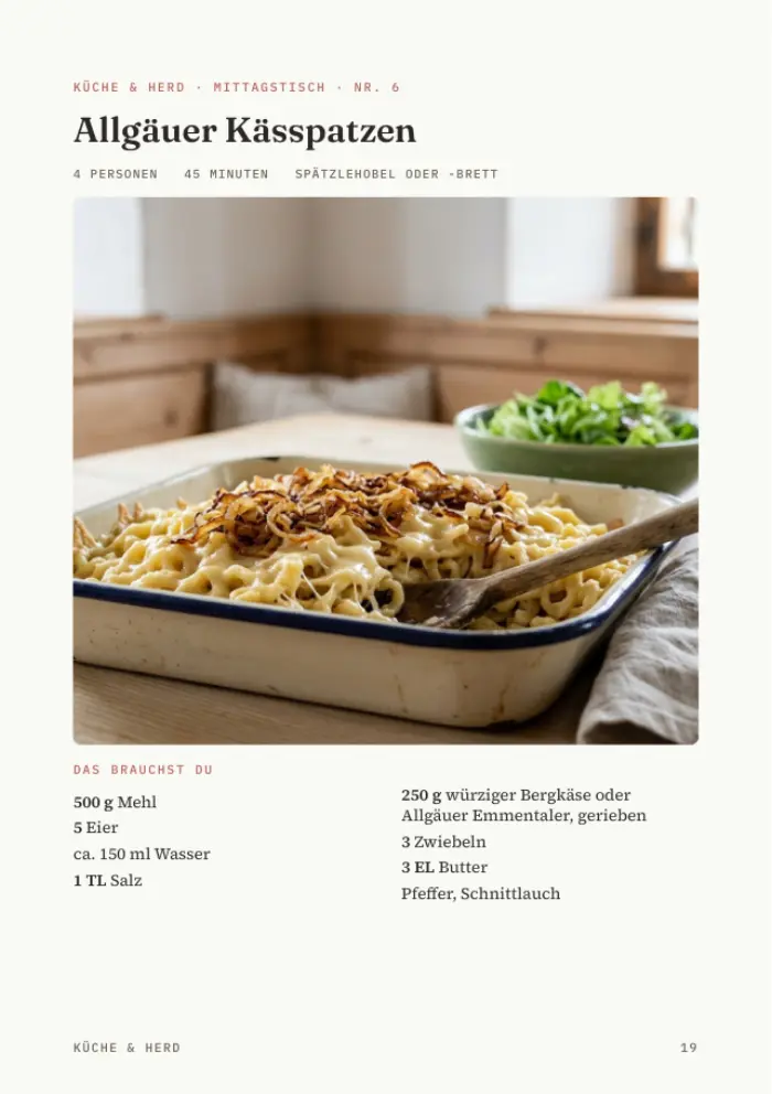 Rezeptseite Allgäuer Kässpatzen